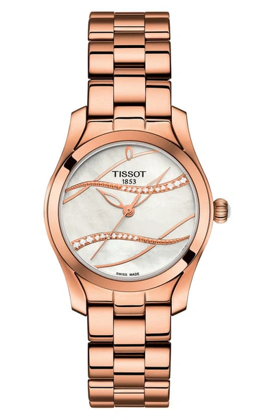 Tissot Women's T-wave 30mm Quartz Watch In Rose Gold/ Mop/ Rose Gold