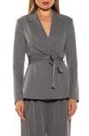 Alexia Admor Olya Blazer Jacket In Grey Stripe