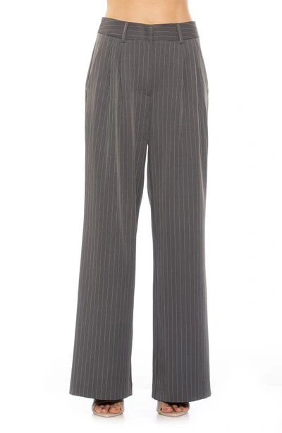 Alexia Admor Elodie Pinstripe Pants In Grey Stripe