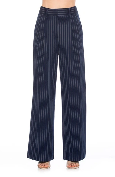 Alexia Admor Elodie Pinstripe Pants In Navy Stripe