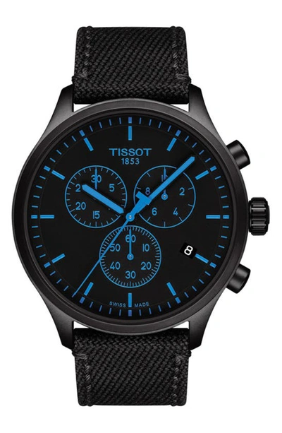 Tissot Chrono Lx Twill Strap Swiss Quartz Watch, 45mm In Black