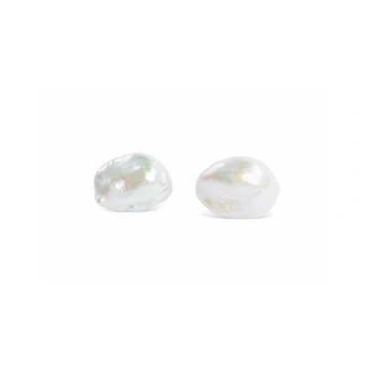 Olivia & Pearl Uat Keshi Stud Earrings White In O&p/kse/white/ss
