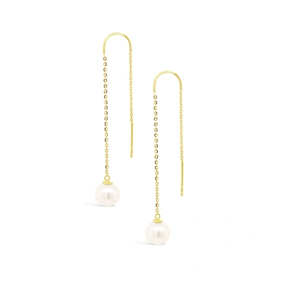 Olivia & Pearl Uat Oh So Fine Drop Pearl Earring 18ct In O&p/dpe/18ct/wg