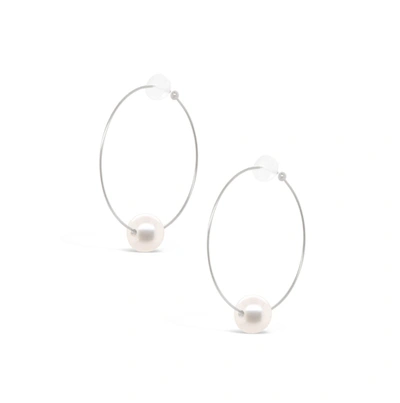 Olivia & Pearl Oh So Fine Hoop Earring 18ct In White