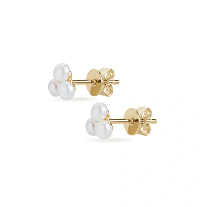 Olivia & Pearl Trio Pearl Stud Earrings In Gold
