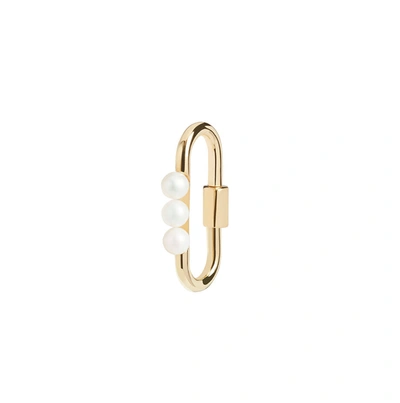 Olivia & Pearl Pearl Carabiner Lock Small In Gold