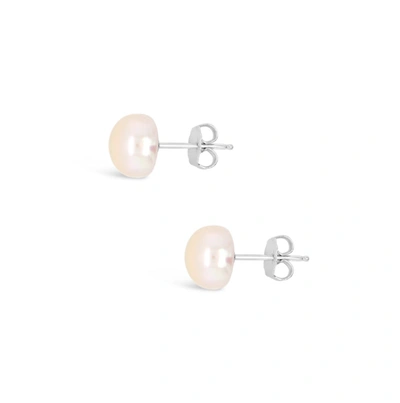 Olivia & Pearl Uat Freshwater Button Pearl Stud Earring In Gold