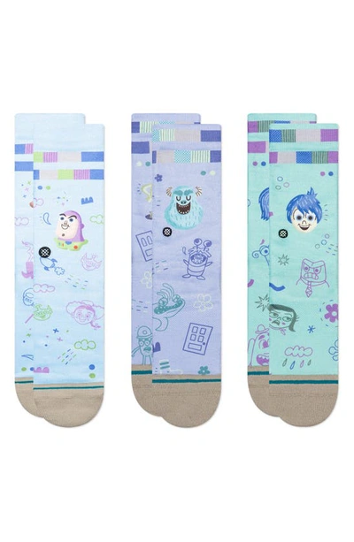 Stance Kids' X Disney® Pixar® Assorted 3-pack Crew Socks In Blue