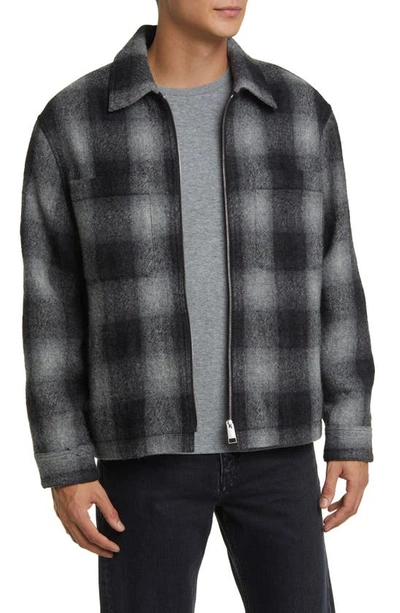 Frame Shadow Check Wool Jacket In Grey Multi