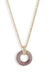 Kendra Scott Mikki Ombre Pave Short Pendant Necklace In 14k Gold Plated, 19 In Gold/purple Mauve Ombre Mix