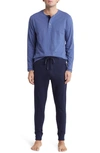 Majestic Jersey Top & Joggers Pajamas In Denim Blue/ Navy