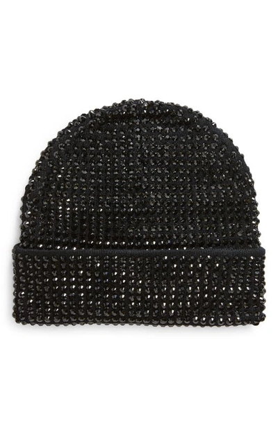 Tasha Rhinestone Beanie In Blackjet