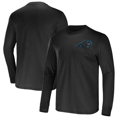 Nfl X Darius Rucker Collection By Fanatics Black Carolina Panthers Team Long Sleeve Pocket T-shirt In Navy
