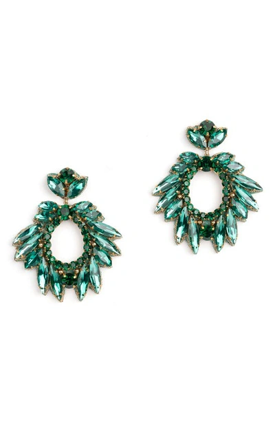 Deepa Gurnani Zienna Crystal Drop Earrings In Emerald