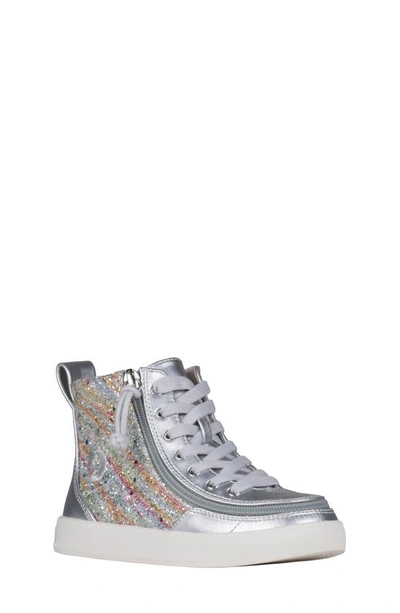 Billy Footwear Kids' Classic Lace High Top Trainer In Silver Rainbow