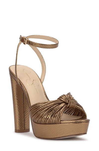 Jessica Simpson Immie Platform Sandal In Bronze Faux Leather