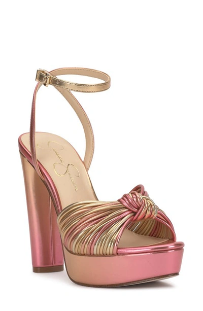 Jessica Simpson Immie Platform Sandal In Soft Pink,gold Faux Leather