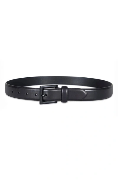 Allsaints Feather Edge Leather Belt In Black/ Matte Black