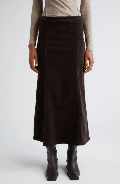 Paloma Wool Brioche Stretch Organic Cotton Corduroy Maxi Skirt In Brown
