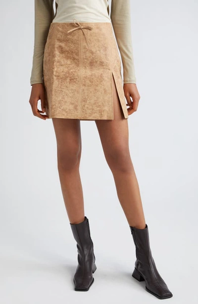 Paloma Wool Vittoria Lambskin Leather Miniskirt In Beige