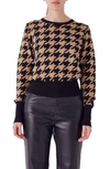 Endless Rose Houndstooth Sweater In Black/ Camel
