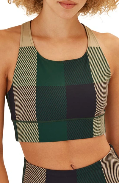Threads 4 Thought Strappy Colourblock Sports Bra In Wilderness Plaid