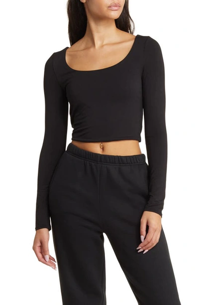 Bp. Deep Scoop Crop Top In Black Jet