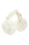 Surell Kids' Imitation Pearl Embellished Faux Fur Earmuffs In Ivory/ Ivory
