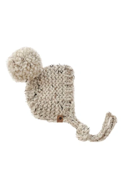 Pine + Poppy Babies' Willow Pompom Bonnet In Natural Beige