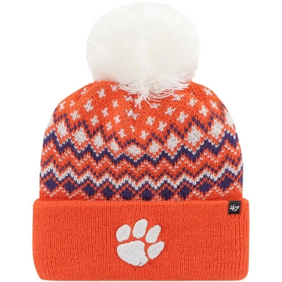 47 ' Orange Clemson Tigers Elsa Cuffed Knit Hat With Pom