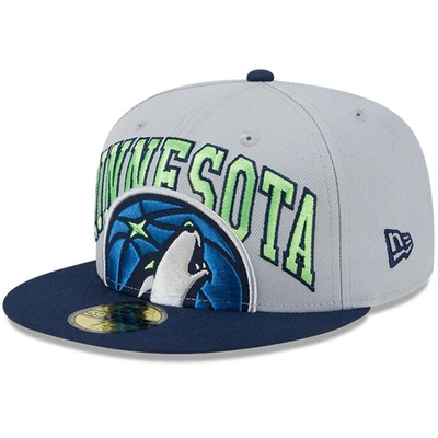New Era Men's  Gray, Navy Minnesota Timberwolves Tip-off Two-tone 59fifty Fitted Hat In Gray,navy