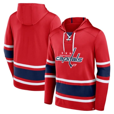 Fanatics Branded Red Washington Capitals Puck Deep Lace-up Pullover Hoodie