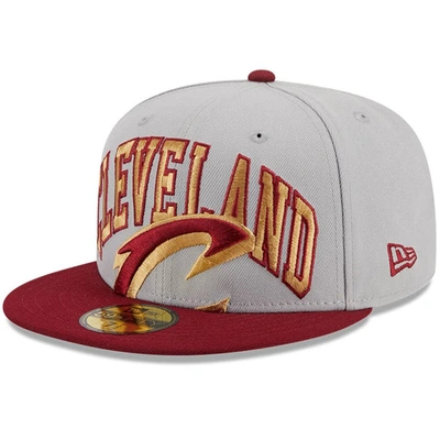 New Era Men's  Gray, Wine Cleveland Cavaliers Tip-off Two-tone 59fifty Fitted Hat In Gray,wine