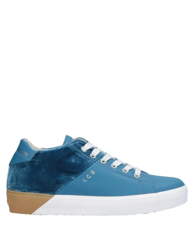 Leather Crown Sneakers In Pastel Blue