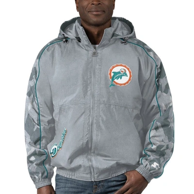 Starter Gray Miami Dolphins Thursday Night Gridiron Throwback Full-zip Jacket
