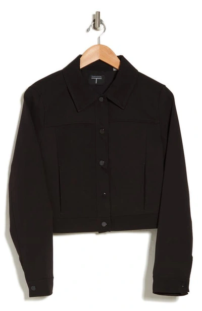 T Tahari Snap Front Crop Jacket In Black