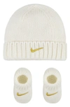 Nike Babies'  Cable Knit Beanie & Booties Set In Sail