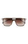 Ferragamo Salvatore  57mm Square Sunglasses In Striped Khaki