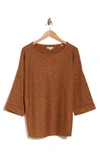 Max Studio Three-quarter Sleeve Rib Top In Orange