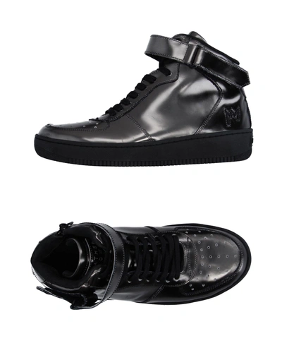 Leather Crown Sneakers In Lead