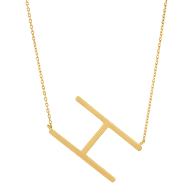 Max + Stone 10k Solid Yellow Gold Large Sideways Block Letter Initial With Extendable Cable Chain, 16 To 18 Inch In Multi