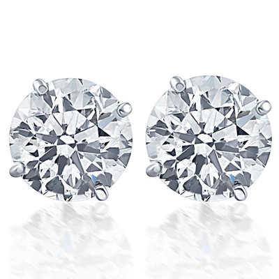 Pompeii3 Screw Back 1 Ct T. W. Genuine Diamond Studs Available In 14k White Or Yellow Gold In Silver