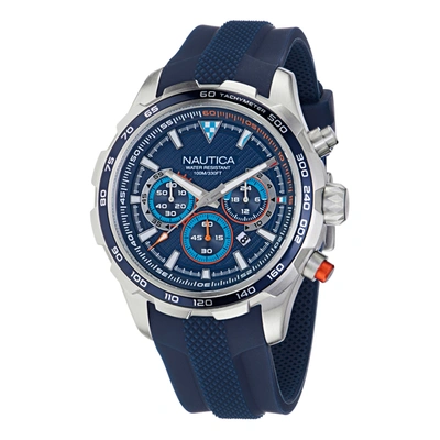 Nautica Nst Silicone Chronograph Watch In Blue