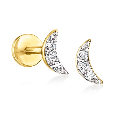 Rs Pure By Ross-simons Diamond-accented Moon Stud Earrings In 14kt Yellow Gold In White