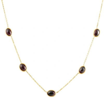 Pompeii3 14k Yellow Gold Garnet Station Necklace By The Yard Design 18" In Multi