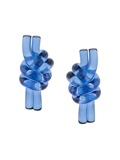 Jw Anderson - Knot Perspex Earrings - Womens - Blue