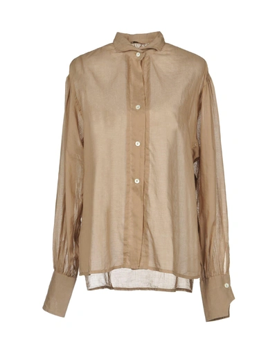 Caliban Solid Color Shirts & Blouses In Khaki