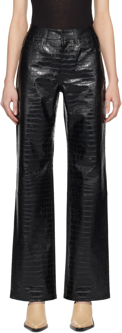 The Frankie Shop Frankie Shop Womens Black Bonnie Wide-leg Mid-rise Faux-leather Trousers