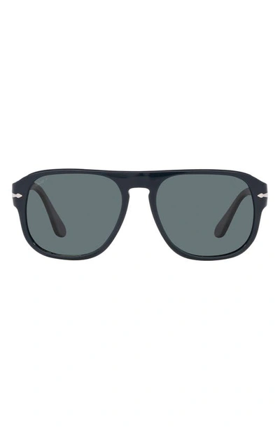 Persol 57mm Polarized Square Sunglasses In Dark Blue