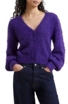 French Connection Meena Faux Fur Cardigan In Cobalt Vio